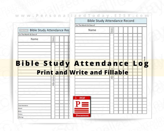 Bible Study Attendance Tracker Fillable Editable and Print and | Etsy