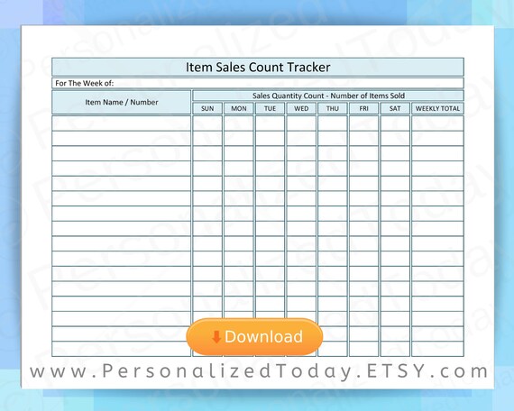 Items Sold Form Printable Only PDF Manually Write Daily Weekly | Etsy