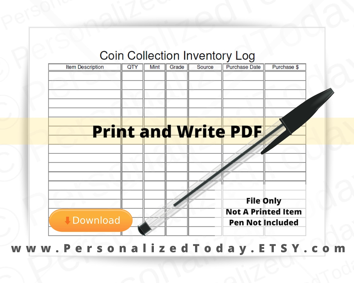 Free Printable Coin Inventory Sheets