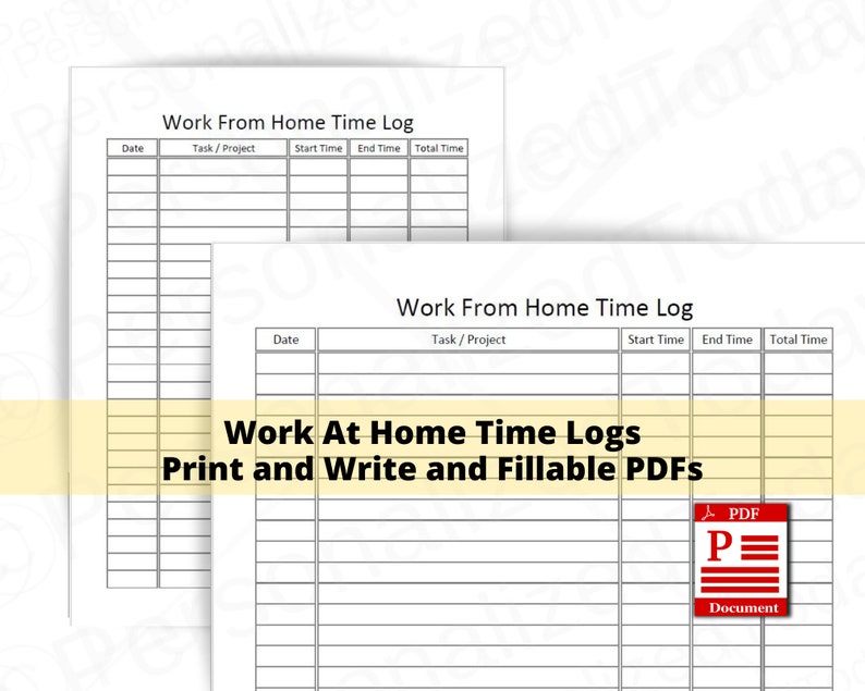 Work From Home Employee Time Sheet Printable Download and | Etsy