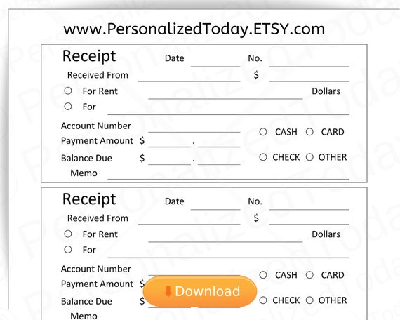 rent receipt fillable pdf and print and write pdf files etsy