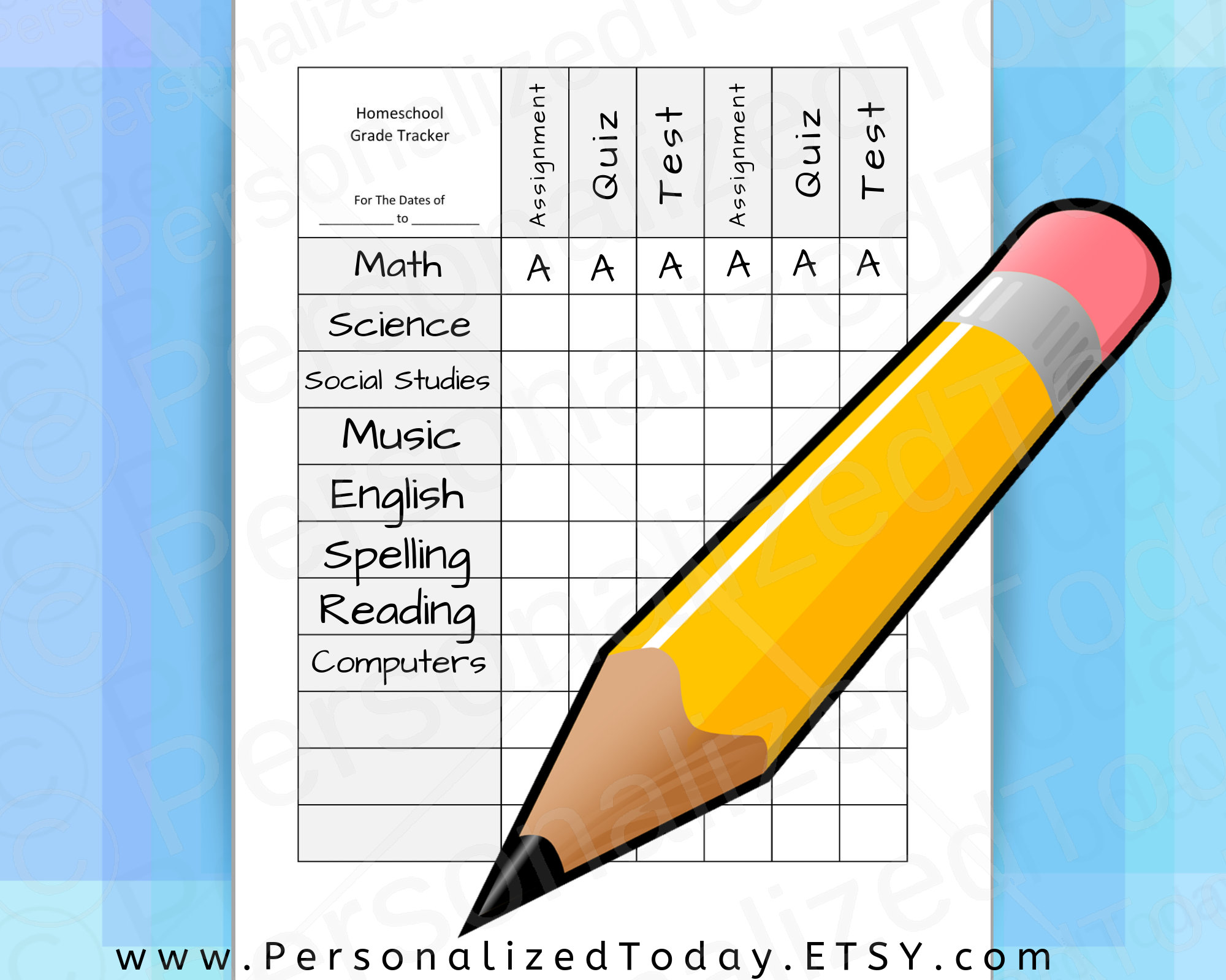 Printable Homeschool Report Card Grade Tracker For 22 or Multiple Students Intended For Homeschool Report Card Template Middle School
