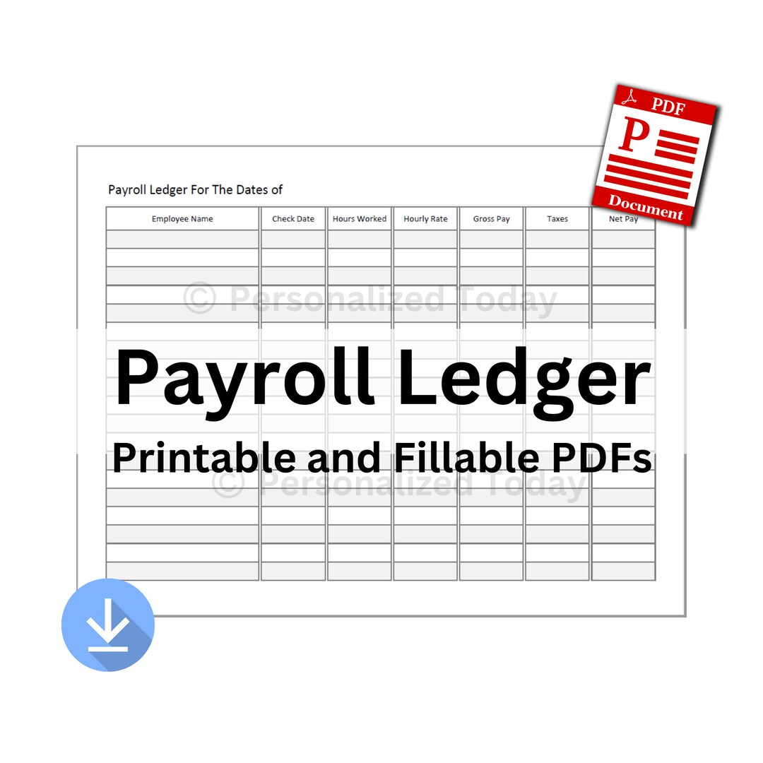 PDF Payroll Ledger With Check Date Printable Only & Text Input Etsy