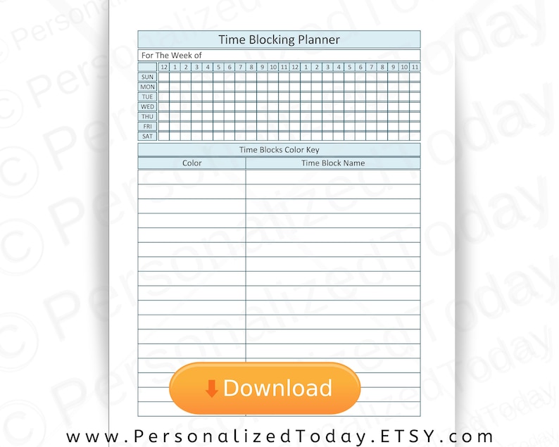 Weekly Time Blocking Planner Printable PDF 7 Days 24 Hours 1 - Etsy