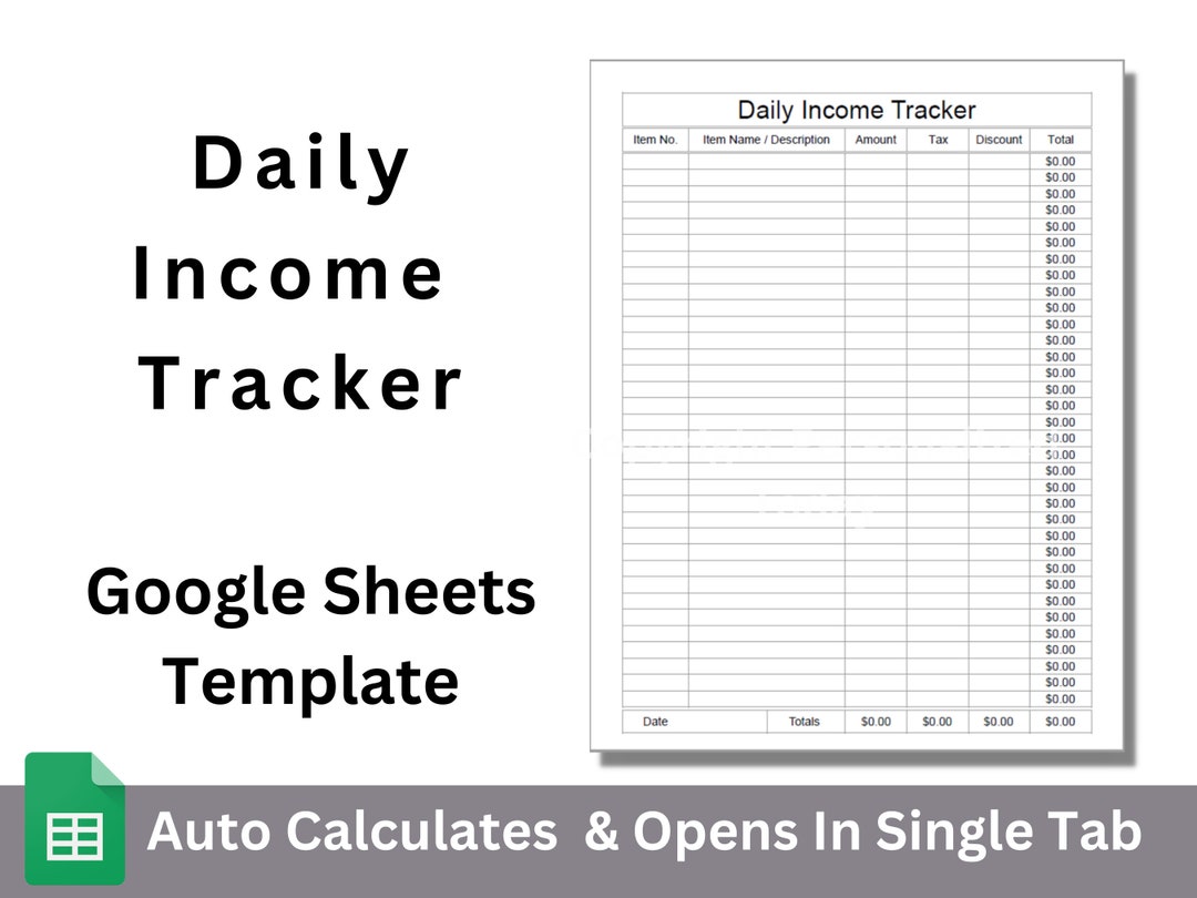 Daily Tracker for Google Sheets Editable Spreadsheet Template