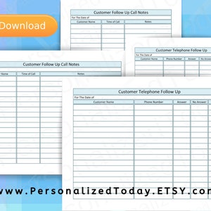 Printable Telemarketer Daily Follow Up Call Sheets Digital | Etsy