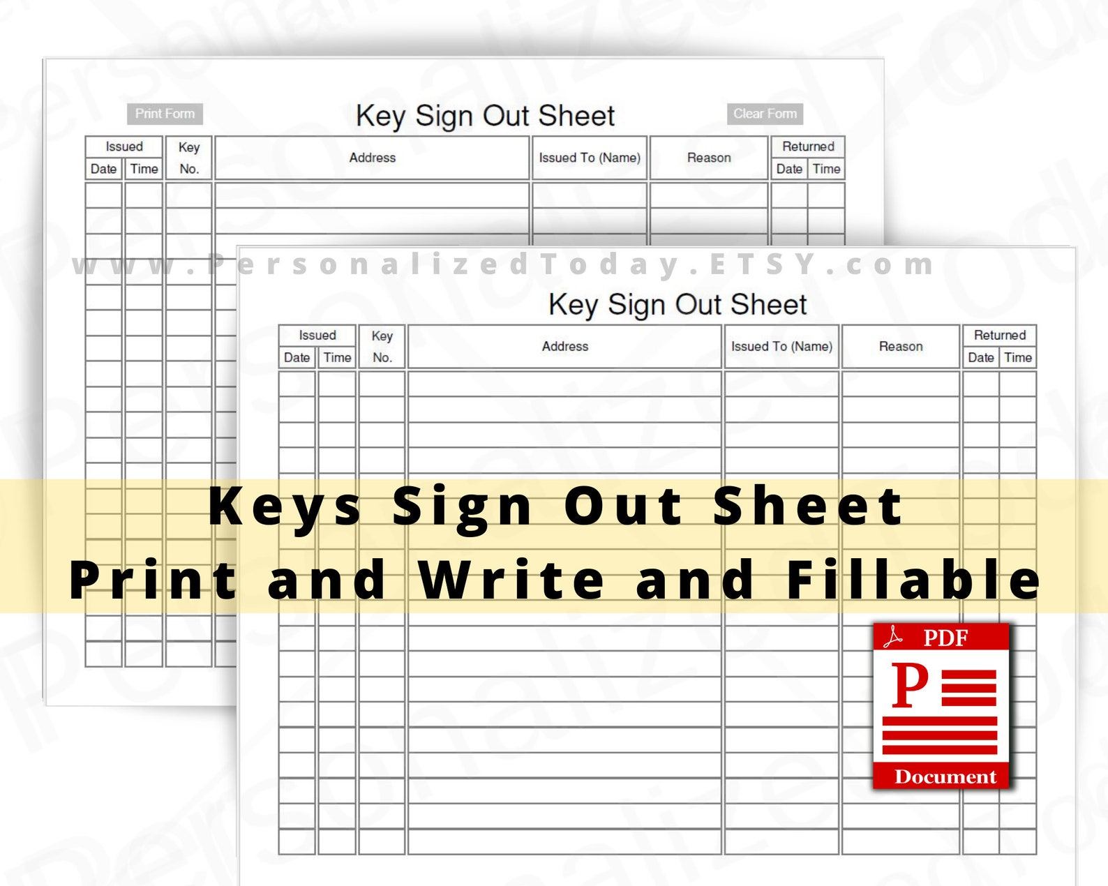 Key Sign Out Sheet Fillable and Print and Write PDF Files US Letter Key Sign Out Sheet Fillable and Print and Write PDF Files US Letter