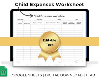 Child Expenses and Reimbursements Worksheet Childcare Spending Planner Kid Spending and Financial Repayments Tracker Google Sheets Printable