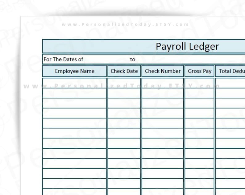 Payroll Ledger With Fillable Blank Text Fields Printable | Etsy