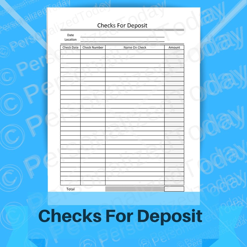 Cash and Checks Deposit Tracking Sheet For Coin Change Dollar Etsy