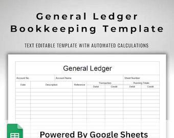 Google Sheets General Ledger Template Text Fillable / Text Editable Spreadsheet Form Printable and Online With Calculations Versions