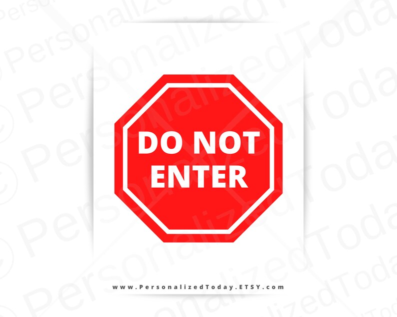 do not enter stop printable sign pdf digital download us etsy
