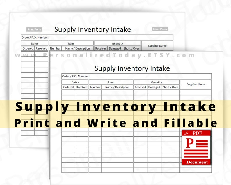 Supply Inventory Shipment Receiving Form Printable and Etsy