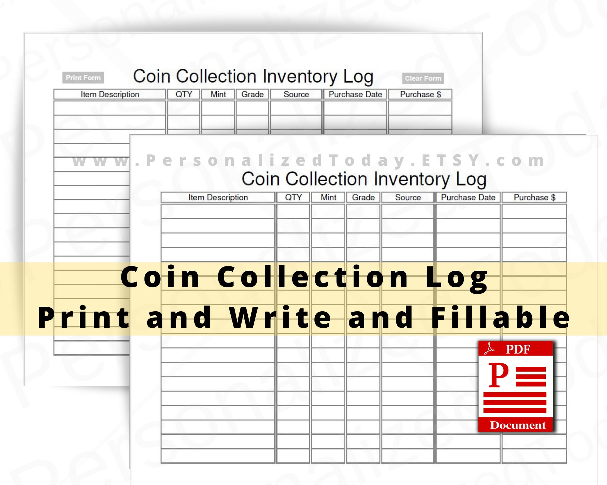 coin-collection-inventory-log-print-and-write-and-fillable-pdf-etsy