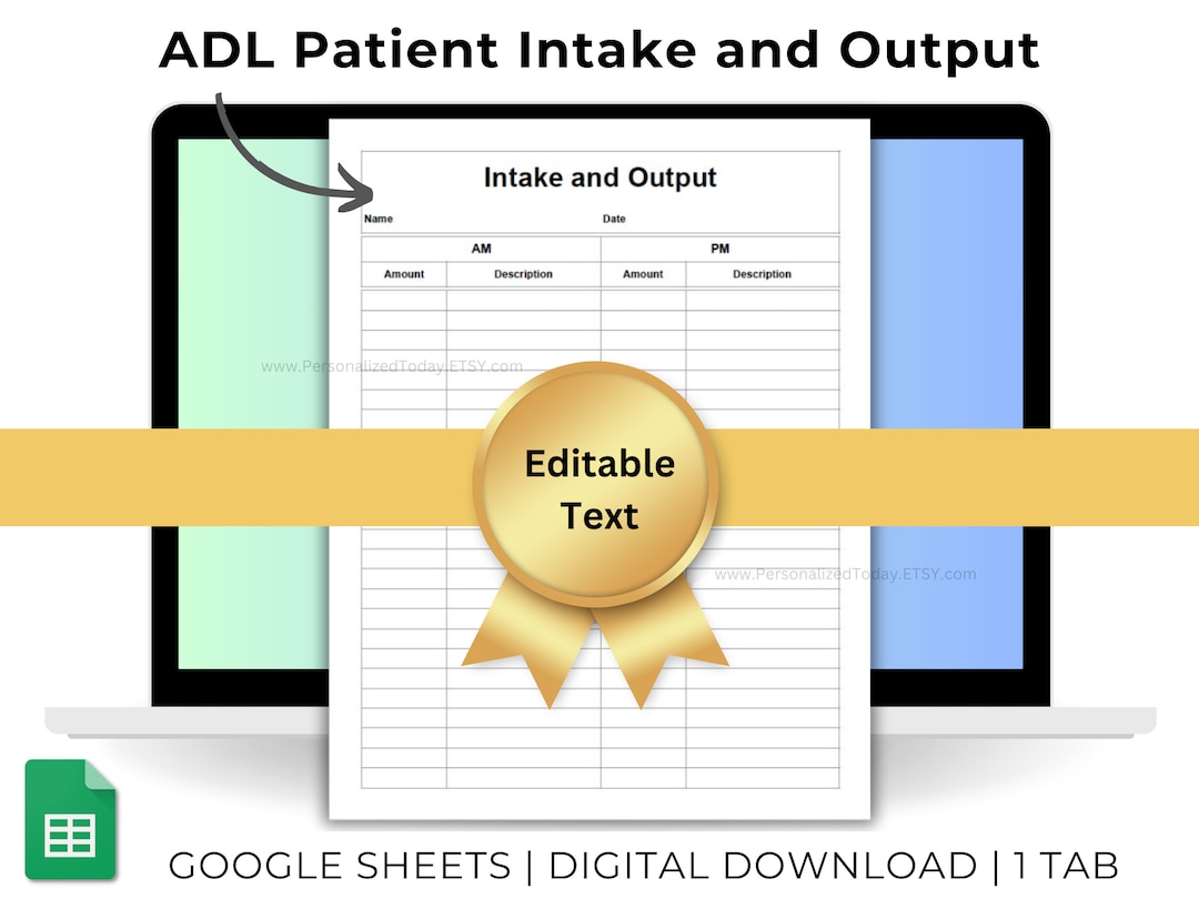Daily Patient Intake and Output Tracker IO Sheet Bowel & Bladder Chart ...