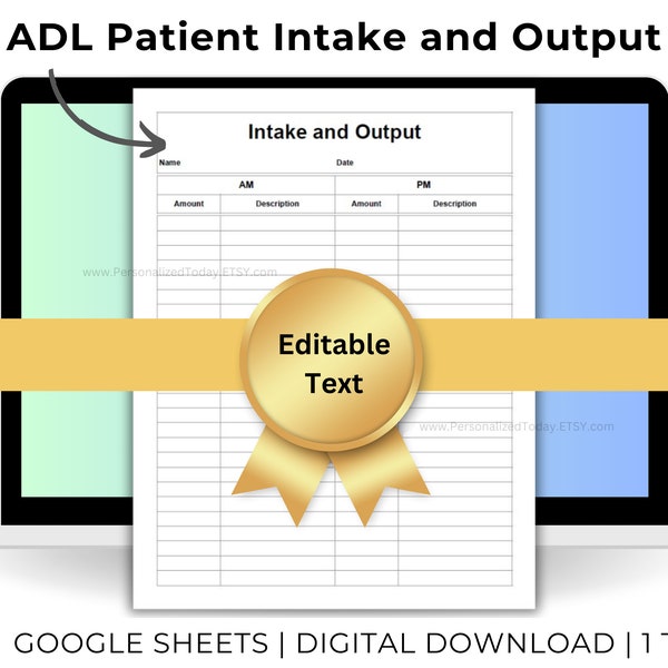 Daily Patient Intake and Output Tracker IO Sheet Bowel & Bladder Chart Caregiver Daily Log With Input and Output Text Editable Google Sheets