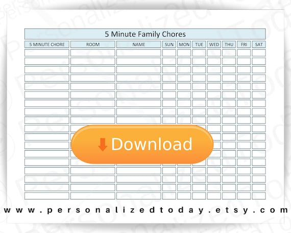 Family Chore Chart List