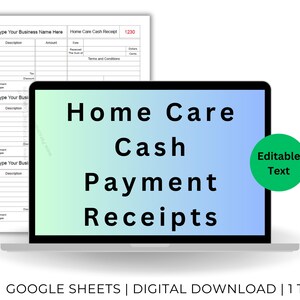 Home Care Cash Receipt Template Text Fillable Google Sheets Form with Auto-Calculating Totals