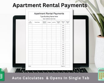 Multi Unit Apartment Rental Payments Tracking Sheet Google Sheets Editable Spreadsheet Template With Fillable Text & Automatic Calculations