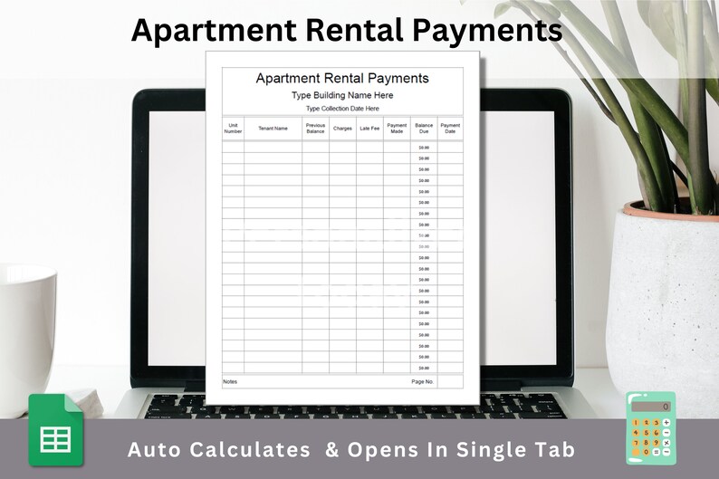 Multi Unit Apartment Rental Payments Tracking Sheet Google Etsy