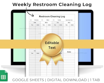 Weekly Restroom Cleaning Log Bathroom Check Initials Form Toilet Tidy Schedule Google Sheets Text Editable Template US Letter Size Printable
