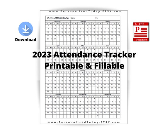 2023 Attendance Calendar 2023 Yearly Attendance Calendar Fillable And Print And Write | Etsy  Australia