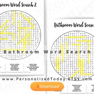 printable bathroom word search puzzles pdf digital download us etsy
