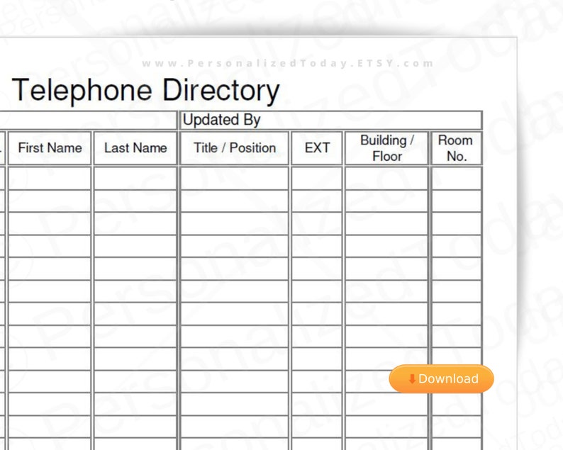 Telephone Directory Fillable Editable and Print and Write PDF Etsy