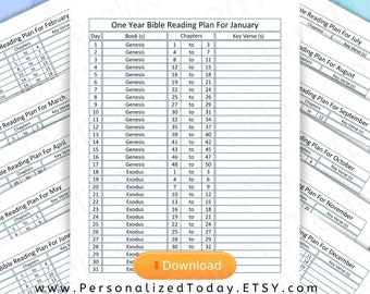 Printable Read Through The Bible In One Year Chronological Plan From Genesis To Revelation Cover To Cover 12 Pages PDF One Month Per Page