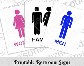 Bathroom Door Restroom Printable Signs Men Women and Family With Bonus Employees Only and Restroom Out of Order Printable Signs