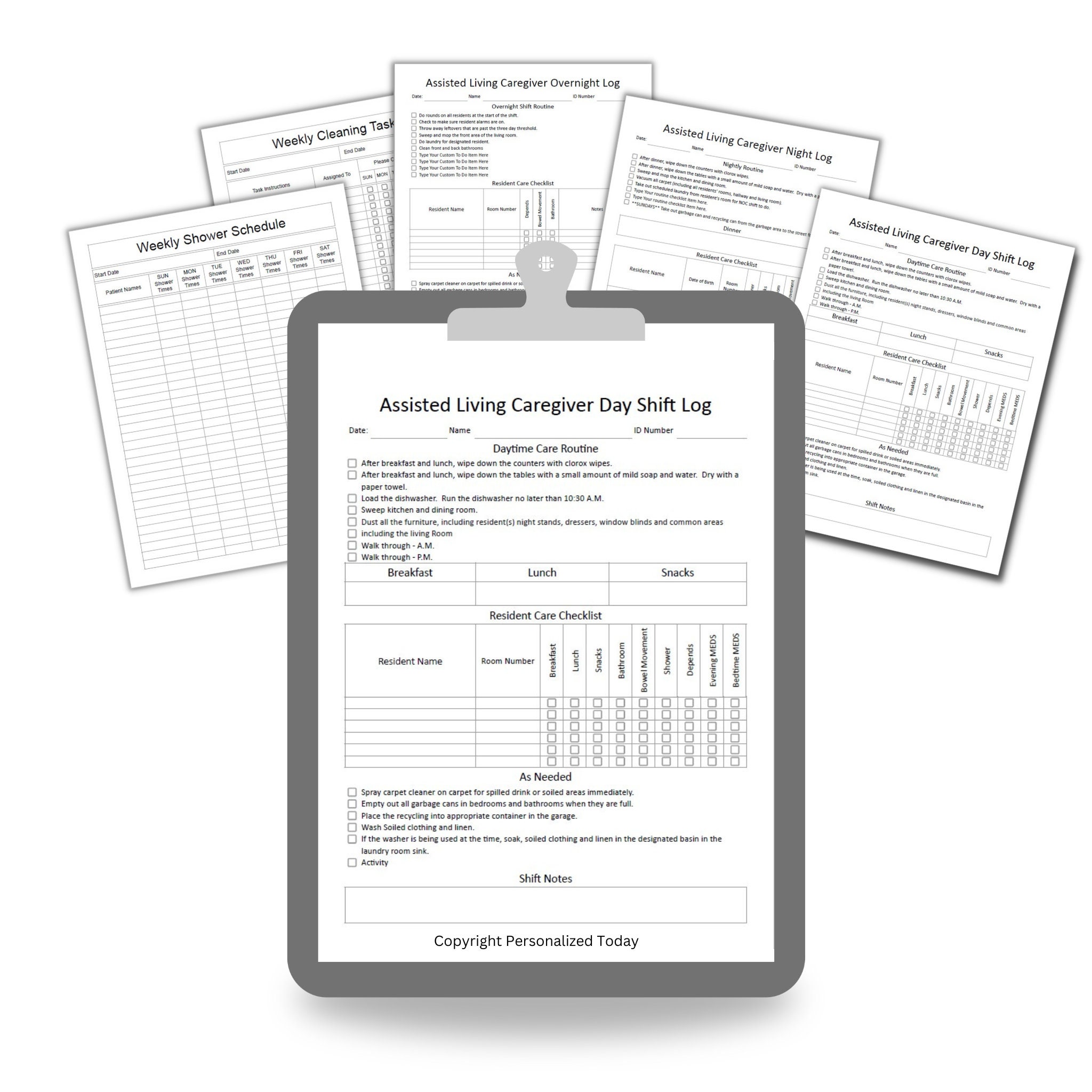 Assisted Collection Form Text Editable Assisted Living Shift Duties Bundle 5 Google Sheets ...