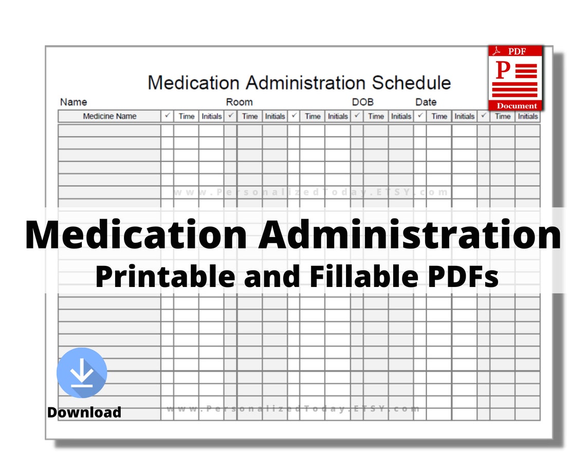 Printable Multiple Dose Medication Administration Schedule Fillable and ...