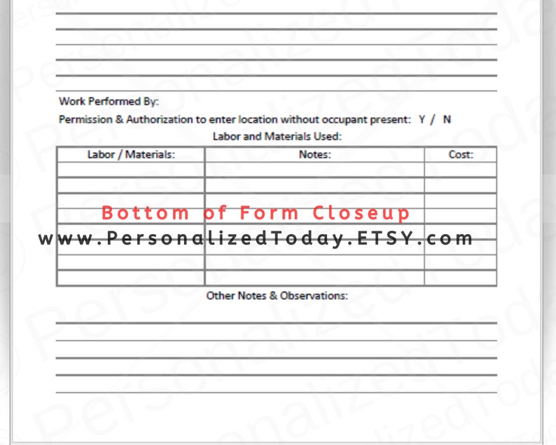 maintenance work order printable editable pdf us letter