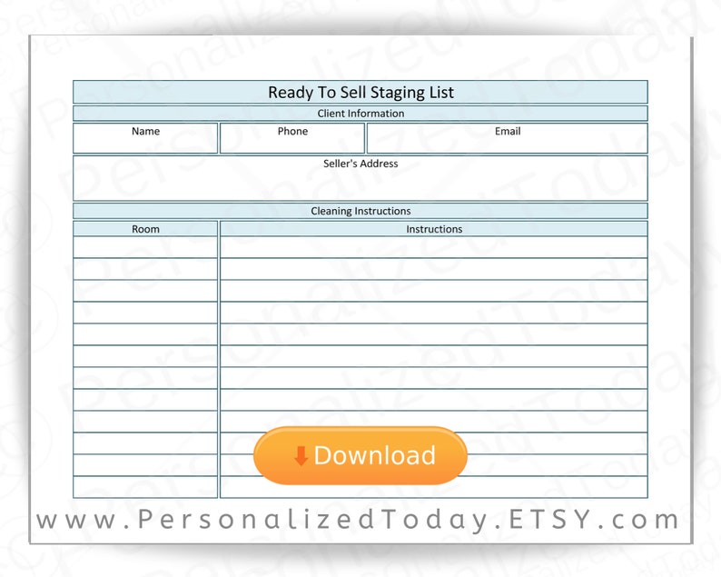 Printable Home Staging Form US Letter Size PDF Digital | Etsy