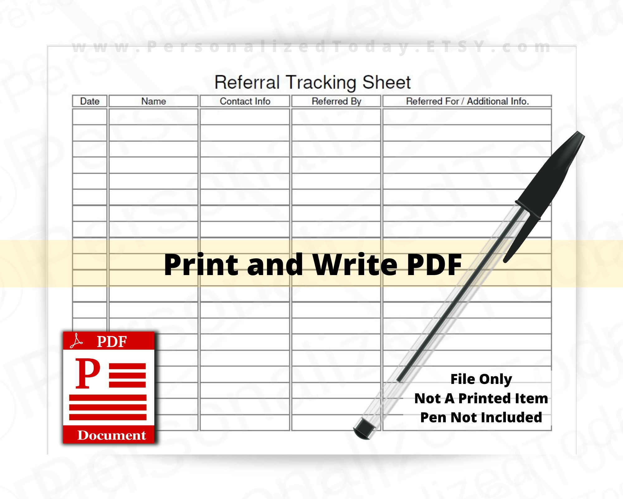 Referral Tracking Sheet Fillable Editable and Print and Write Etsy Referral Tracking Sheet Fillable Editable and Print and Write Etsy
