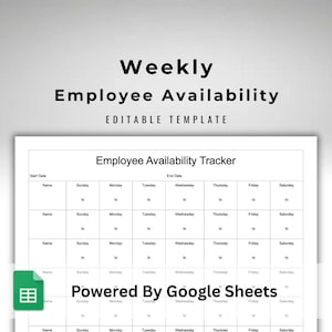 Employee Availability - Weekly Scheduling Template - Editable Google Sheets Form - Digital Download - Printable As US Letter Size