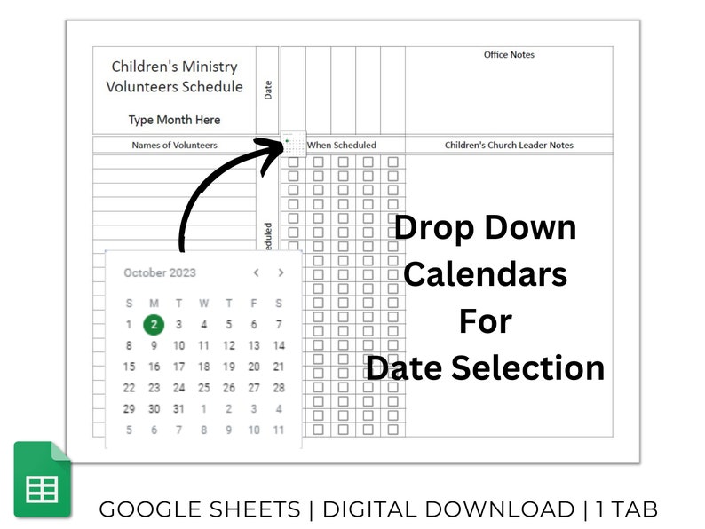 Children's Church Monthly Volunteers Schedule for Weekly Sunday School ...