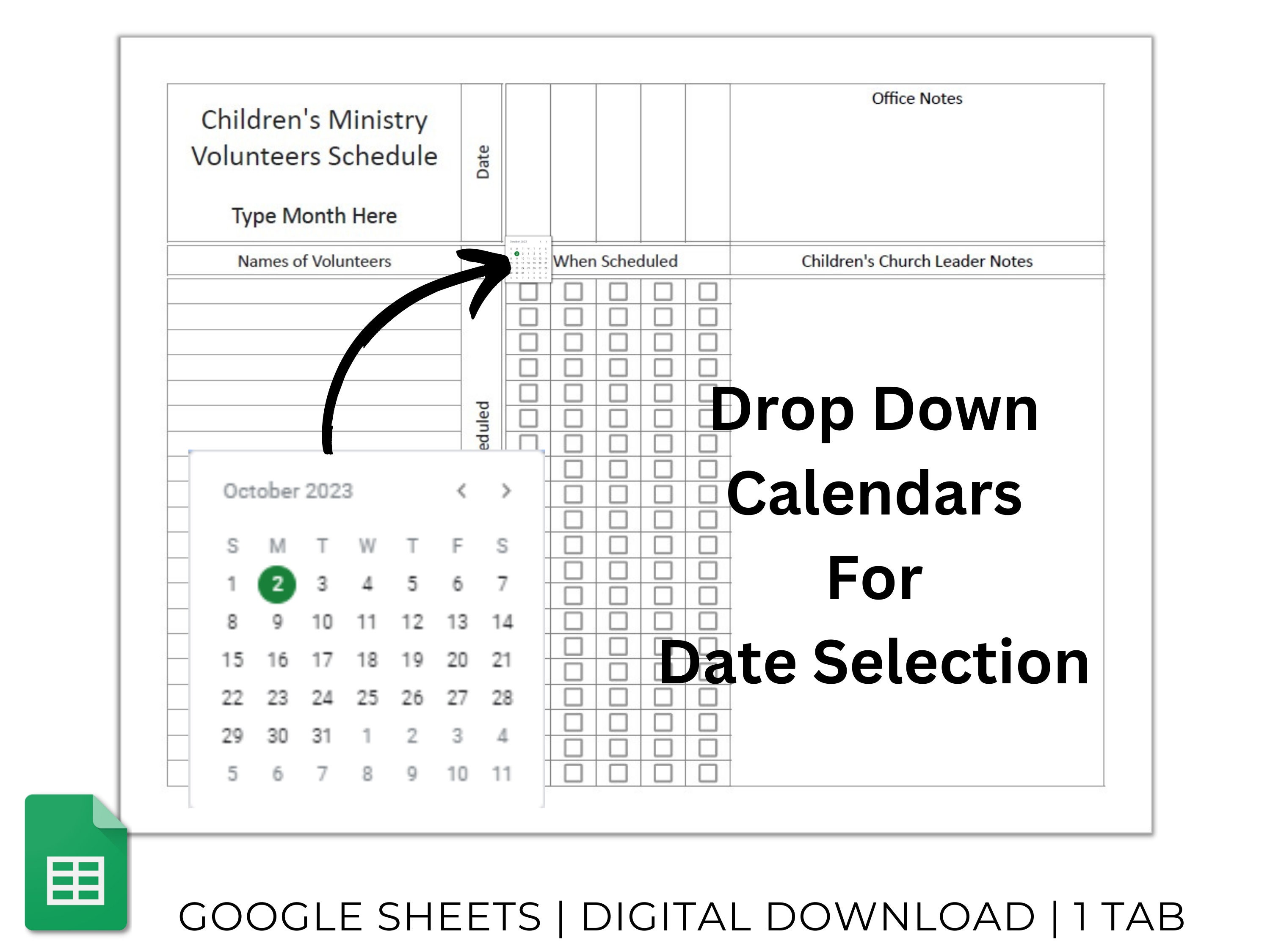 Children's Church Monthly Volunteers Schedule for Weekly Sunday School ...