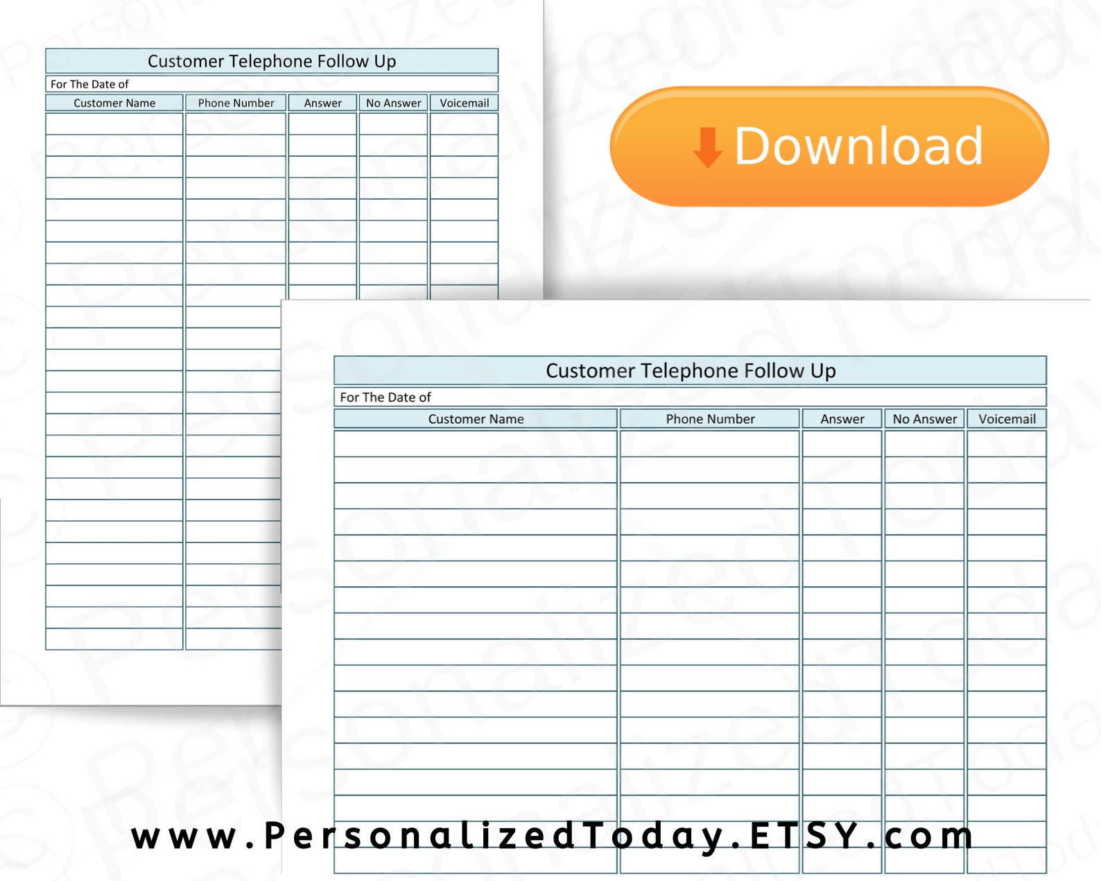 Printable Telemarketer Daily Follow Up Call Sheets Digital | Etsy