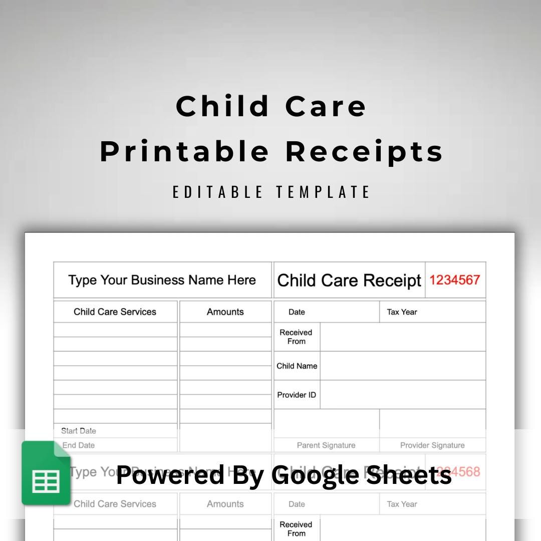Child Care Receipt Template Google Sheets - Automated Daycare Payment ...