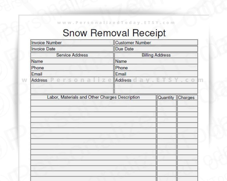 Printable Snow Removal Log Sheet Template