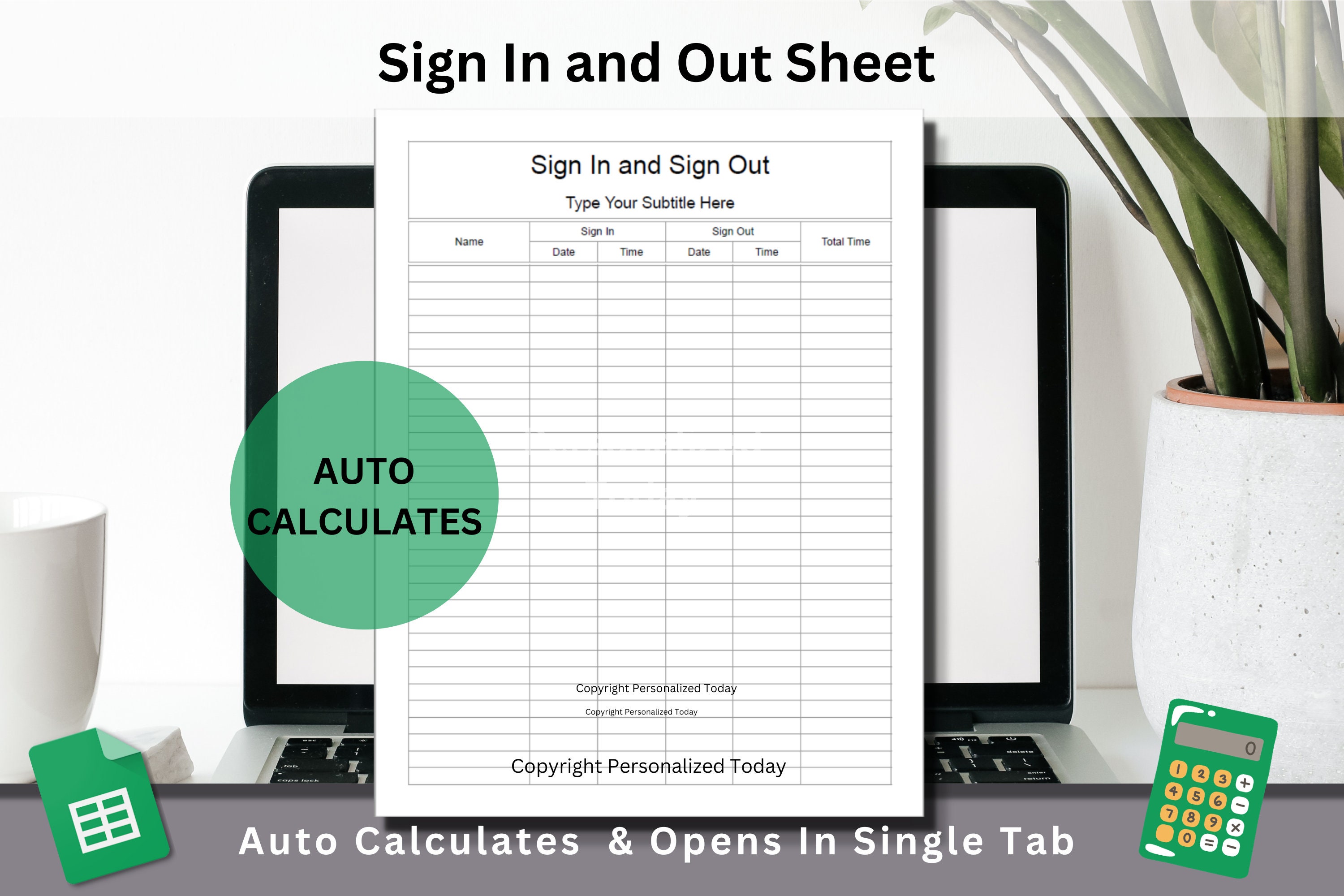 Simple Sign in and Sign Out Time Sheet Form Clock in and Out Auto ...