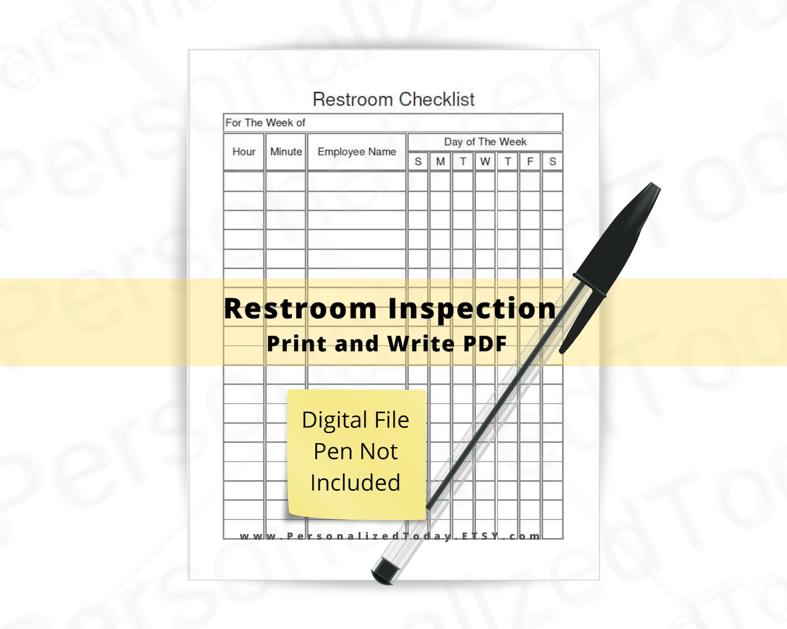 Restroom Inspection Sheet Printable and Fillable PDFs Digital Etsy