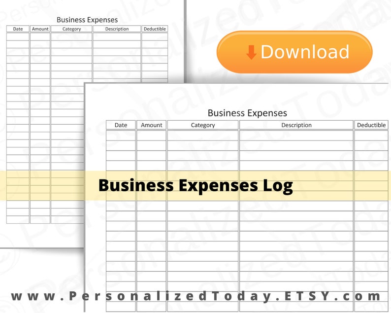 Printable Business Expenses Worksheet Print and Write PDF | Etsy