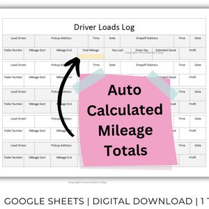 Driver Loads Log Trucker Job Planner Daily Truck Driving Worksheet ...