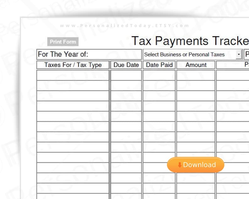 Tax Payments Tracker Fillable and Print and Write PDF Files US | Etsy