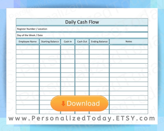 Business Daily Cash Flow Statement Report Register In Out Etsy