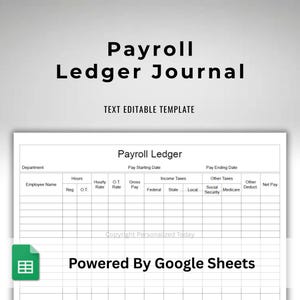 Google Sheets Payroll Ledger With Deductions Text Fillable / Text Editable Spreadsheet Form With Automated Calculations