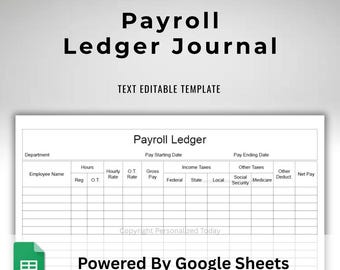 Google Sheets Payroll Ledger With Deductions Text Fillable / Text Editable Spreadsheet Form With Automated Calculations