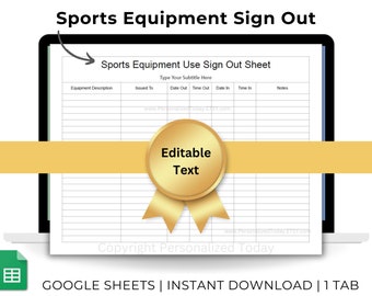 Sports Equipment Sign Out Sheet Borrowing Form For Sports Facility User Checkout Records Text Editable Google Sheets Printable Template